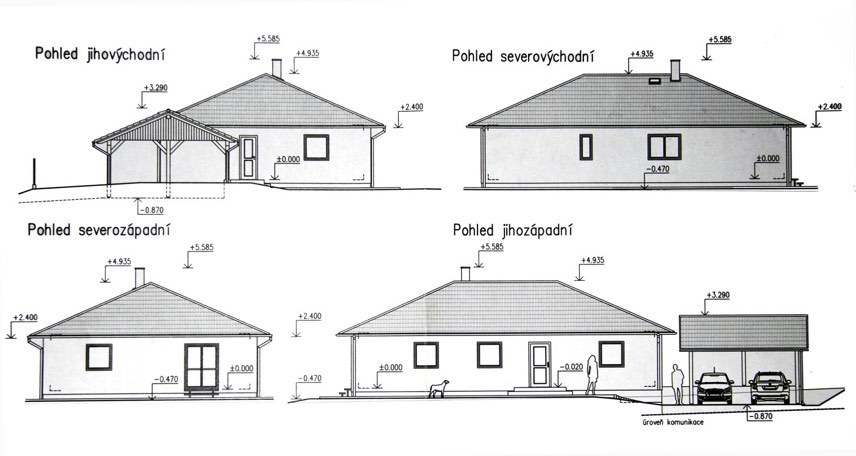 Bungalov bez garáže pohled