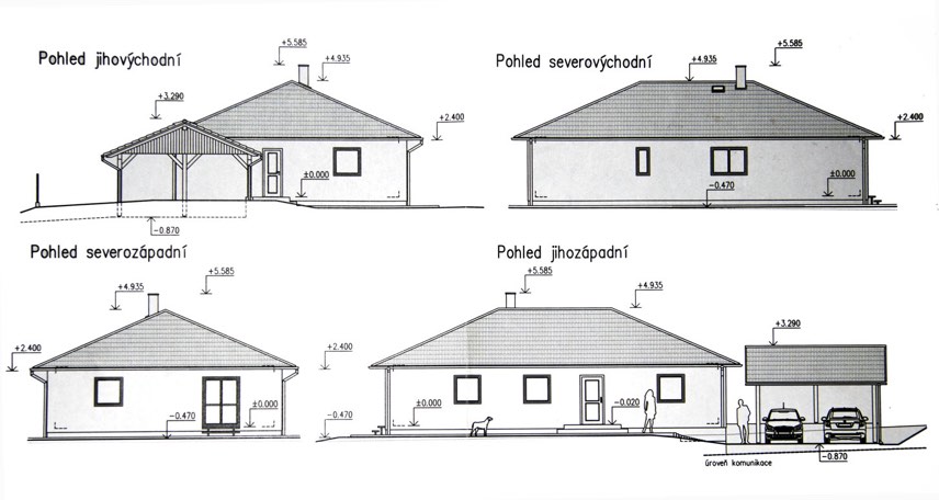 Pohled na bungalov bez garáže